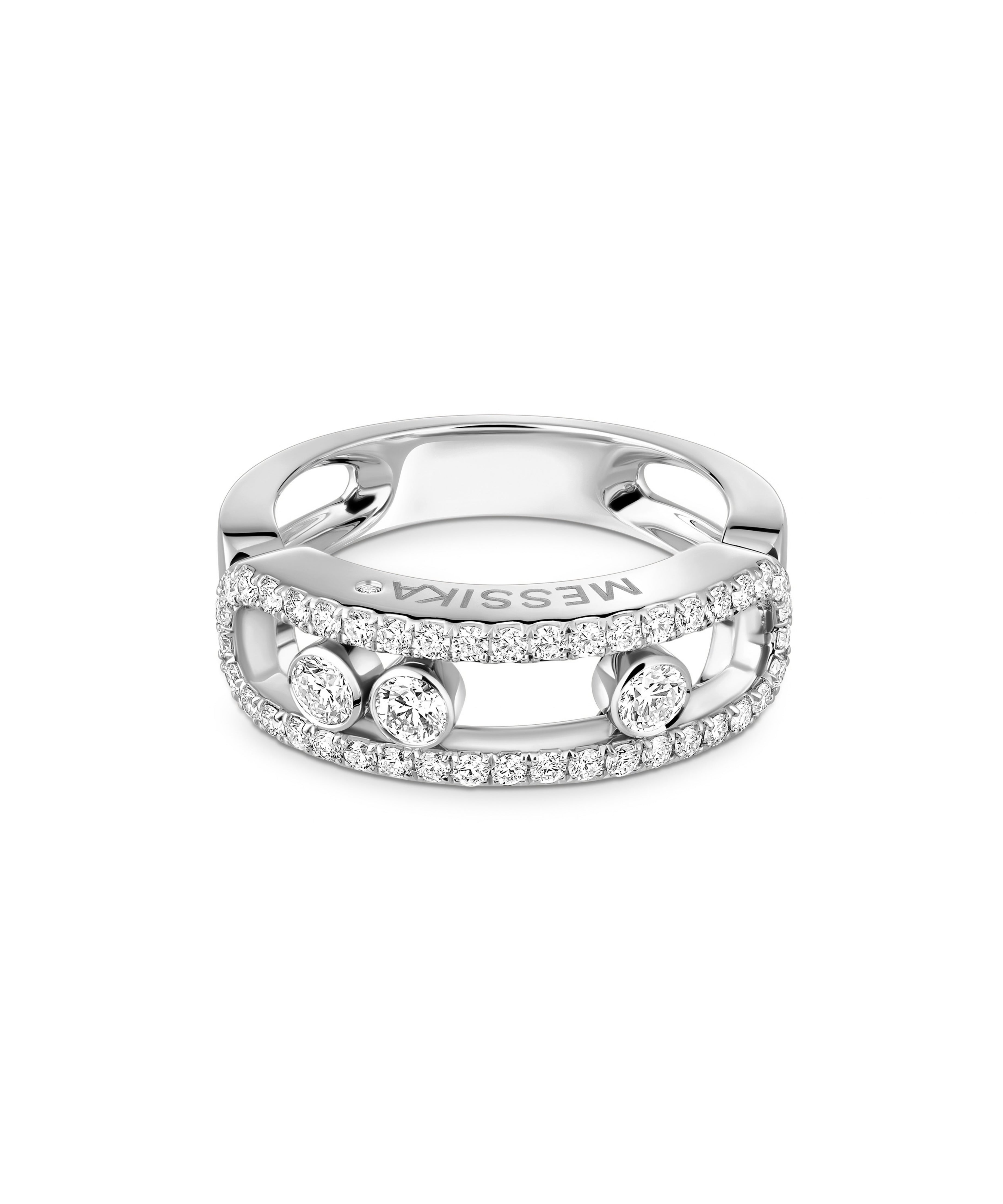 Anillo Messika Move Classique Oro Blanco y Pavé de Diamantes | 04000-WG