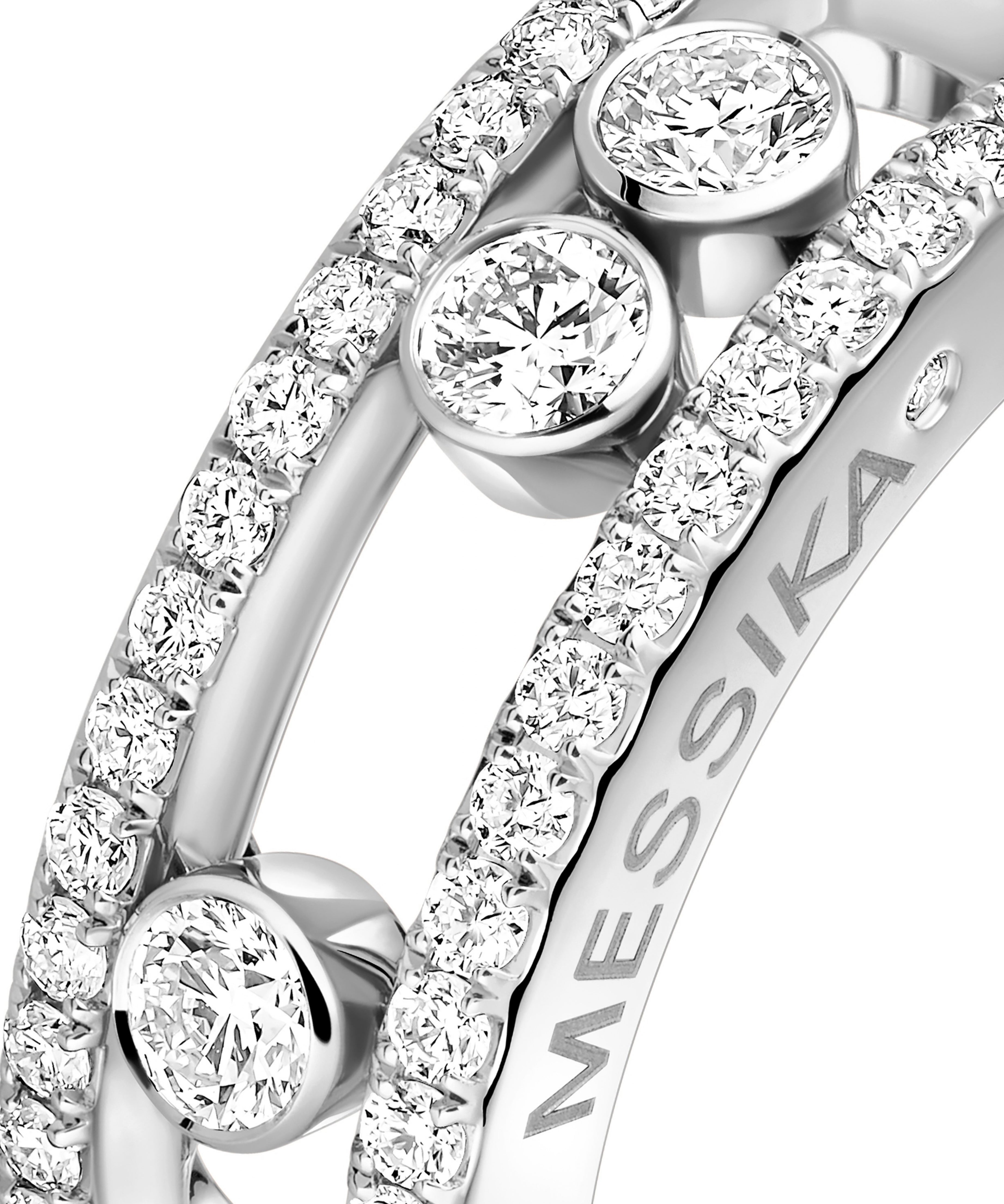 Anillo Messika Move Classique Oro Blanco y Pavé de Diamantes | 04000-WG