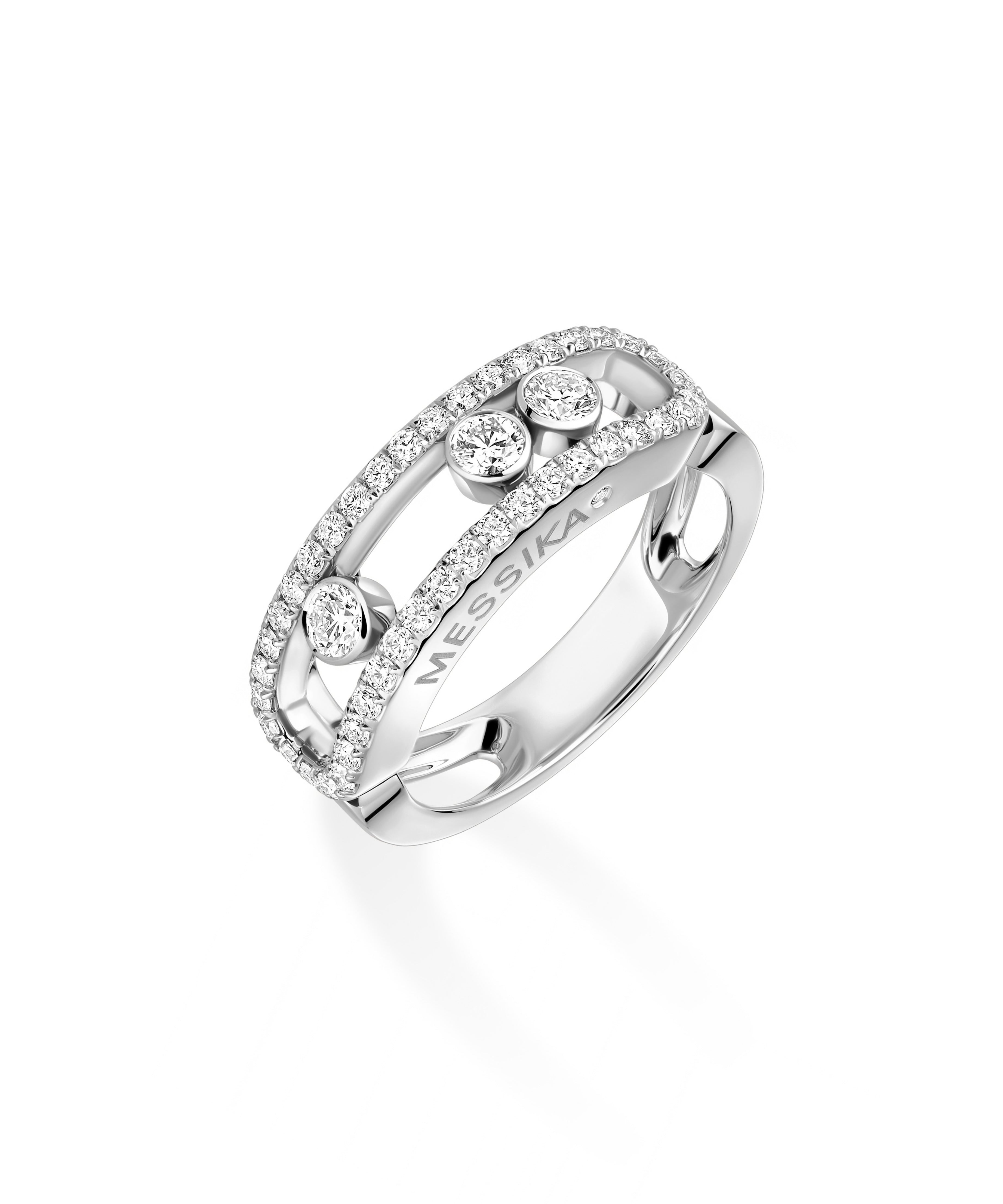 Anillo Messika Move Classique Oro Blanco y Pavé de Diamantes | 04000-WG