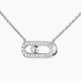 Collar Messika Move Uno Pavé en oro blanco de 18K con diamante central móvil y pavé de diamantes.