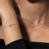 Collar Messika Move Classique Oro blanco y Pavé de Diamantes | 04708-WG