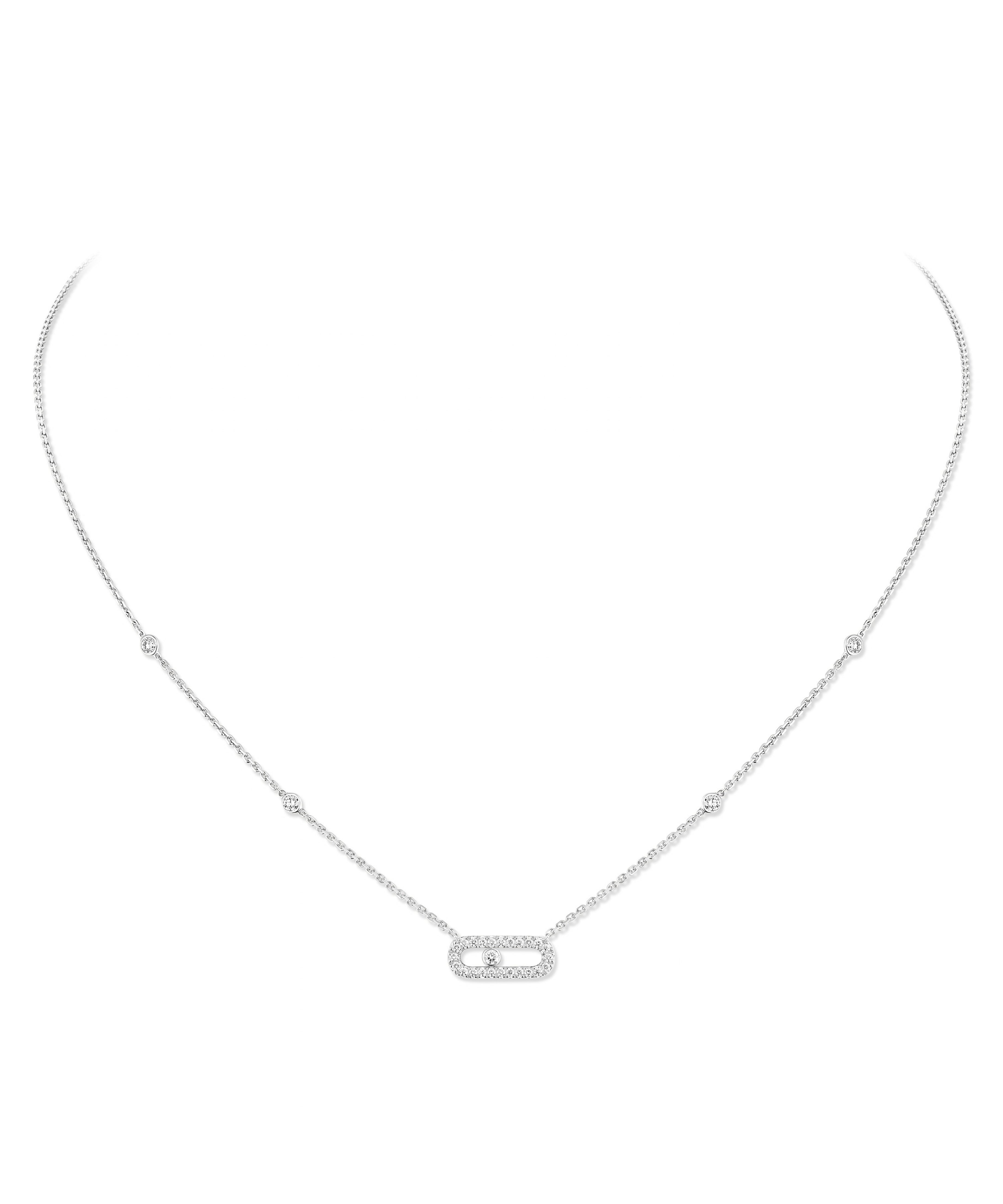 Collar Messika Move Uno Oro blanco y Pavé de Diamantes | 04708-WG