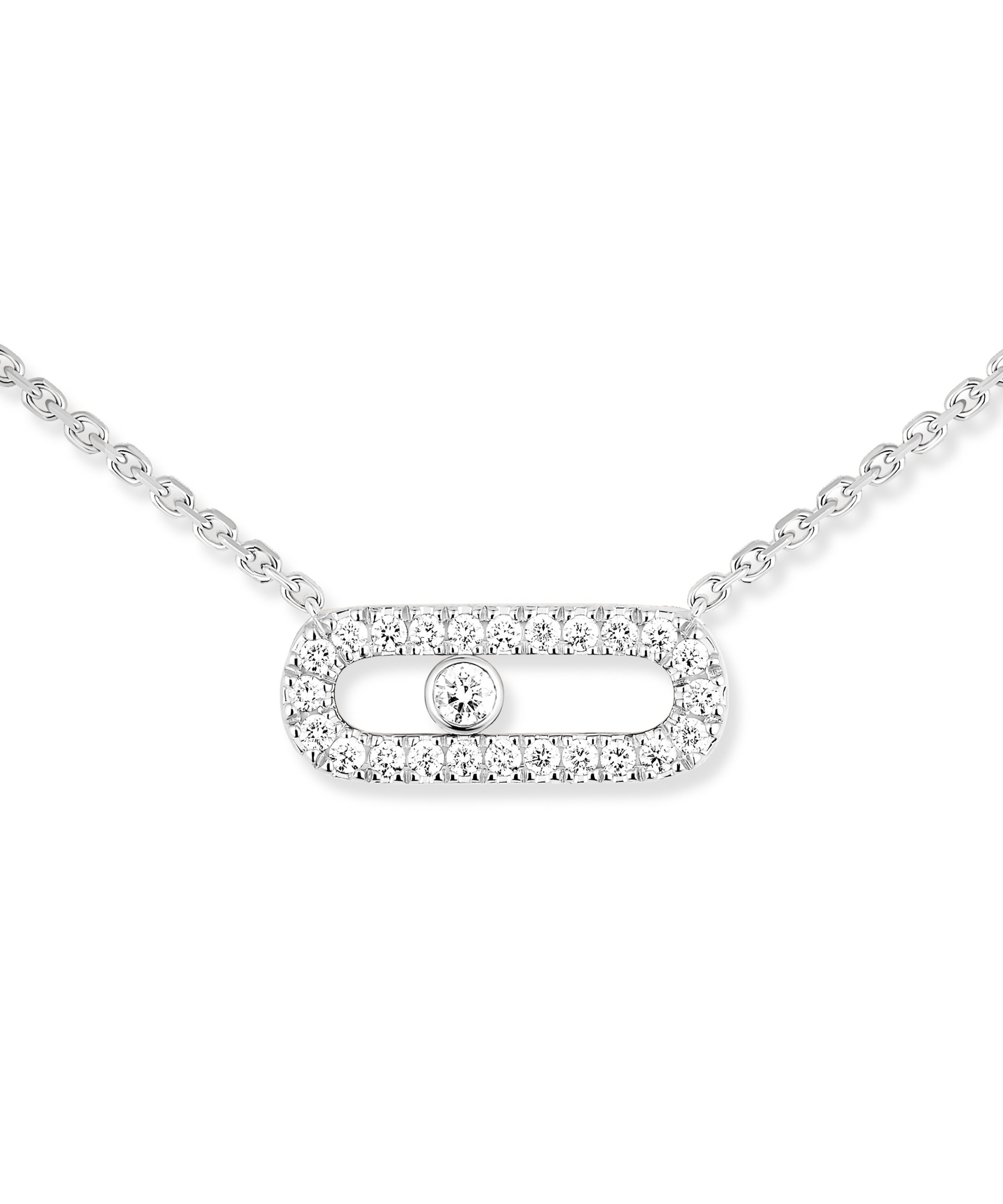 Collar Messika Move Uno Oro blanco y Pavé de Diamantes | 04708-WG