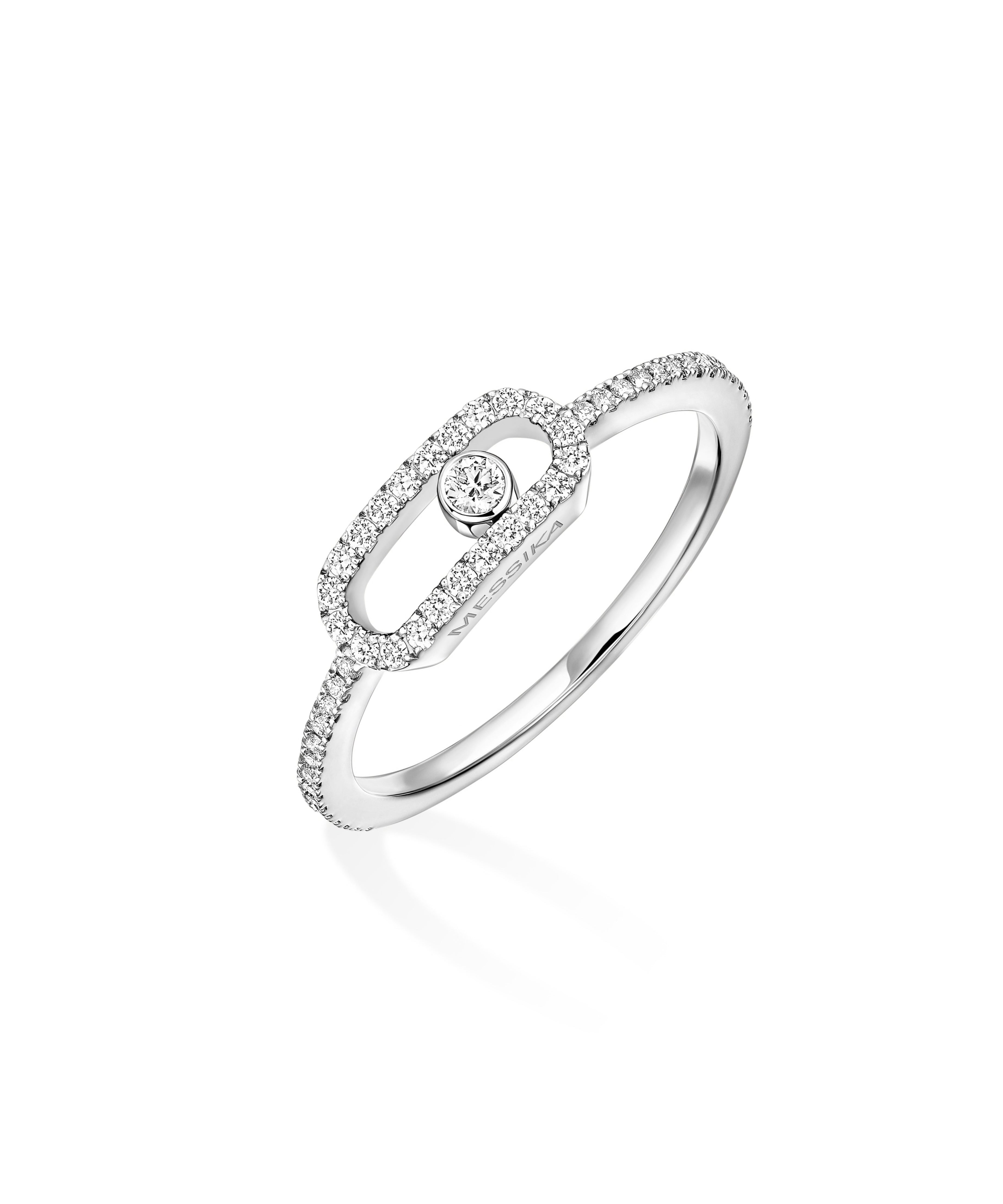 Anillo Messika Move Uno Pequeño Oro Blanco y Pavé de Diamantes | 05630-WG