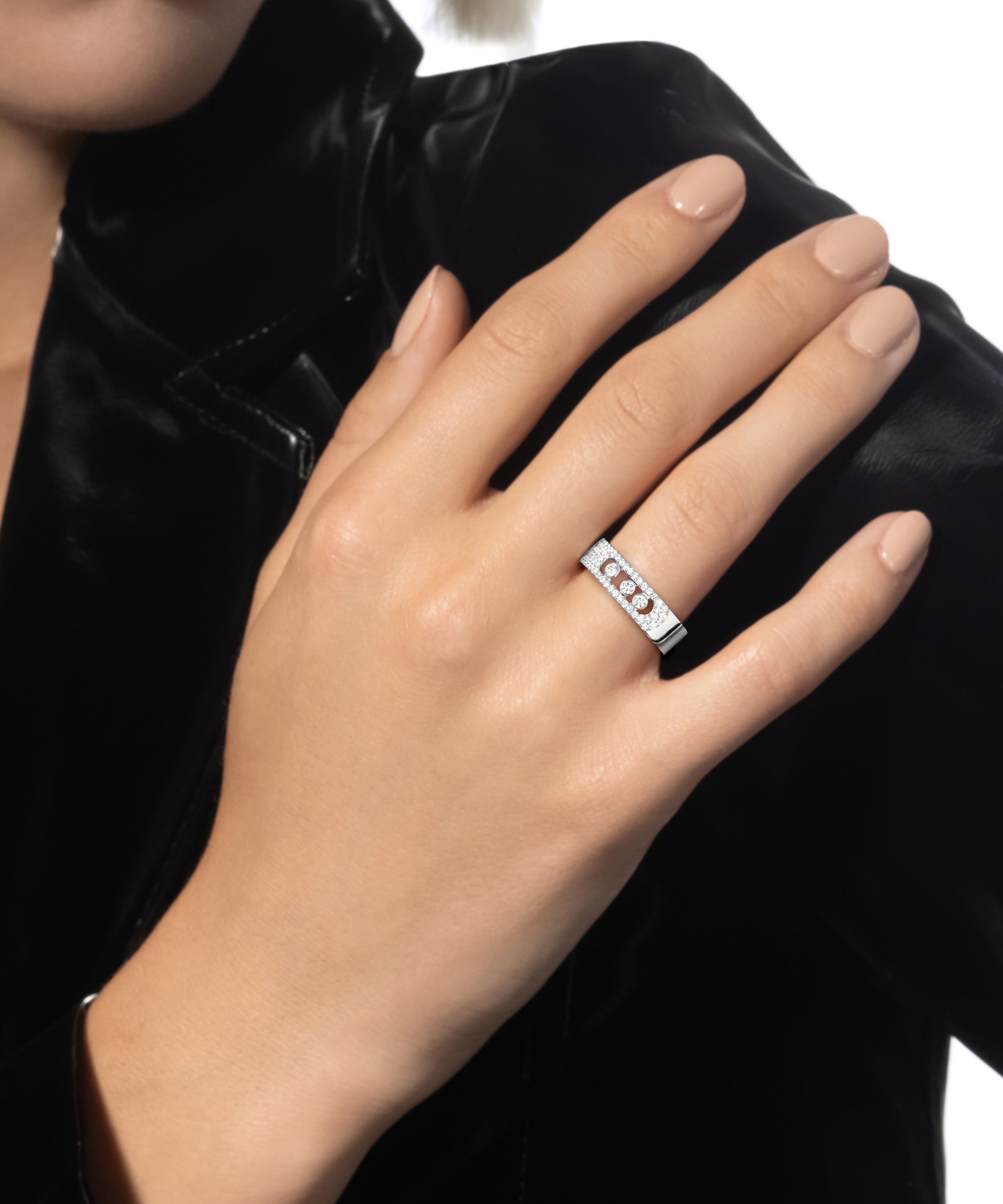 Anillo Messika Move Noa Paqueño Oro Blanco y Pavé de Diamantes | 06129-WG
