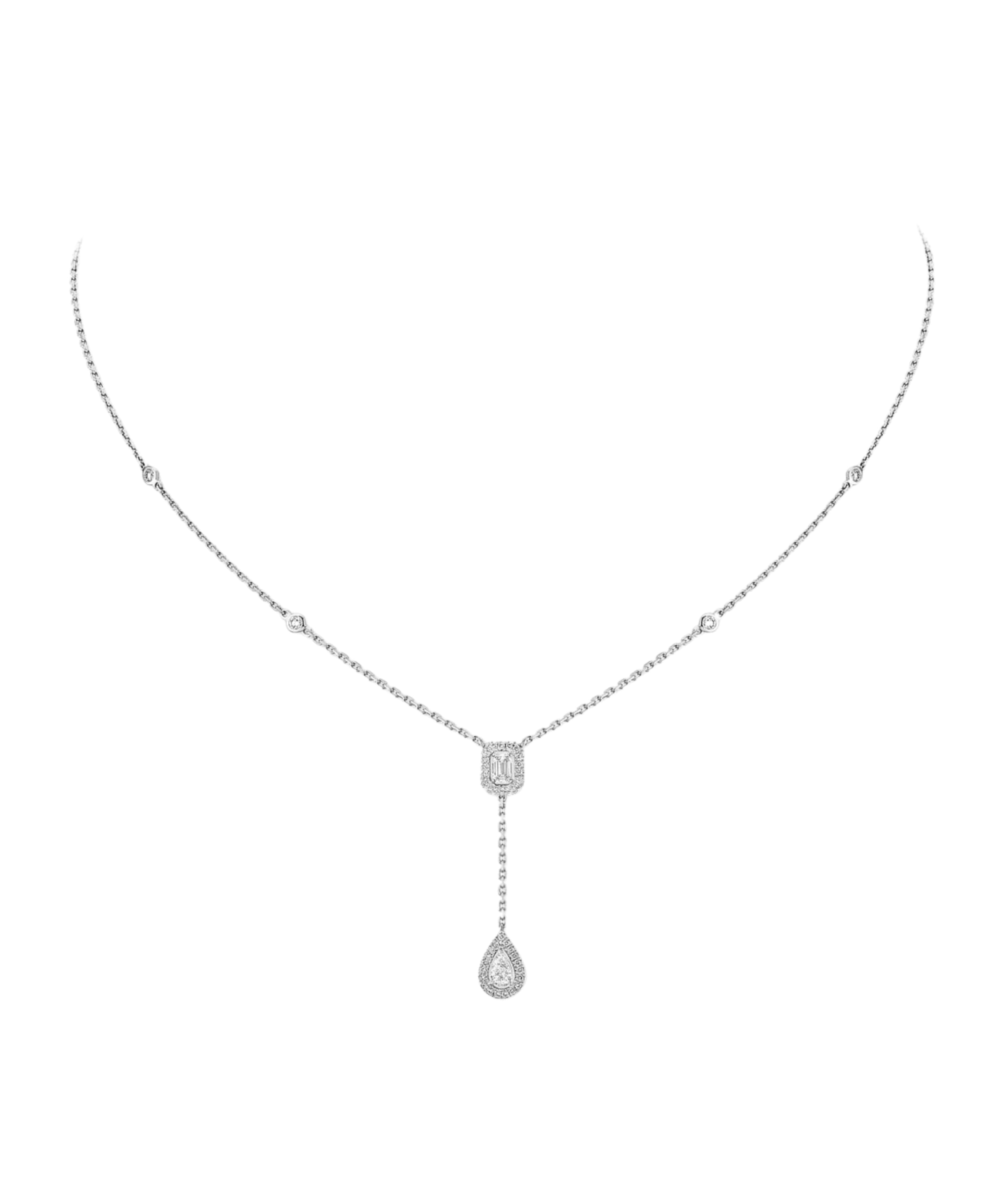 Collar corbata Messika My Twin Oro blanco y Diamantes | 06693-WG
