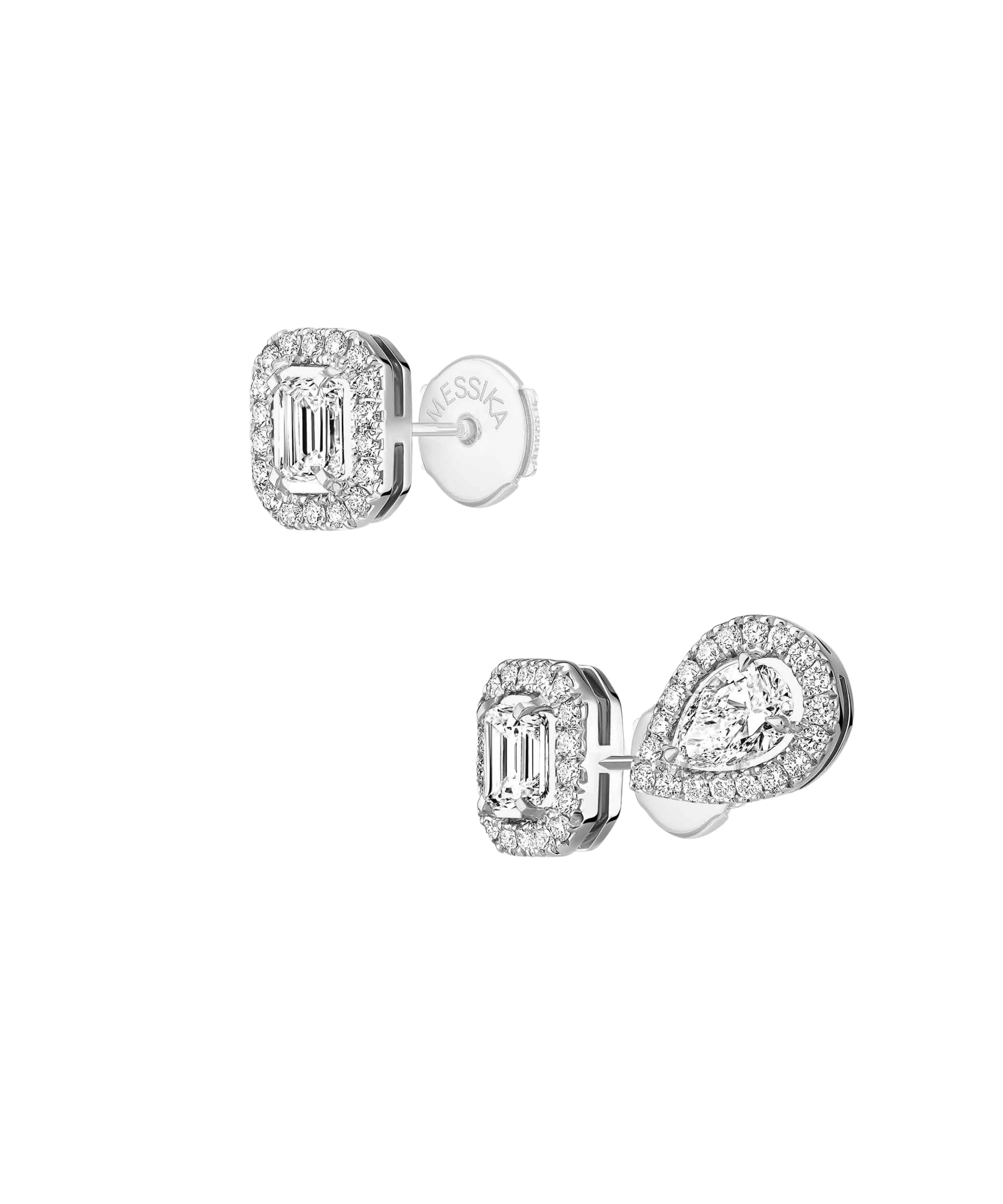 Pendientes asimétricos Messika My Twin Pequeño Oro blanco y Diamantes | 07004-WG
