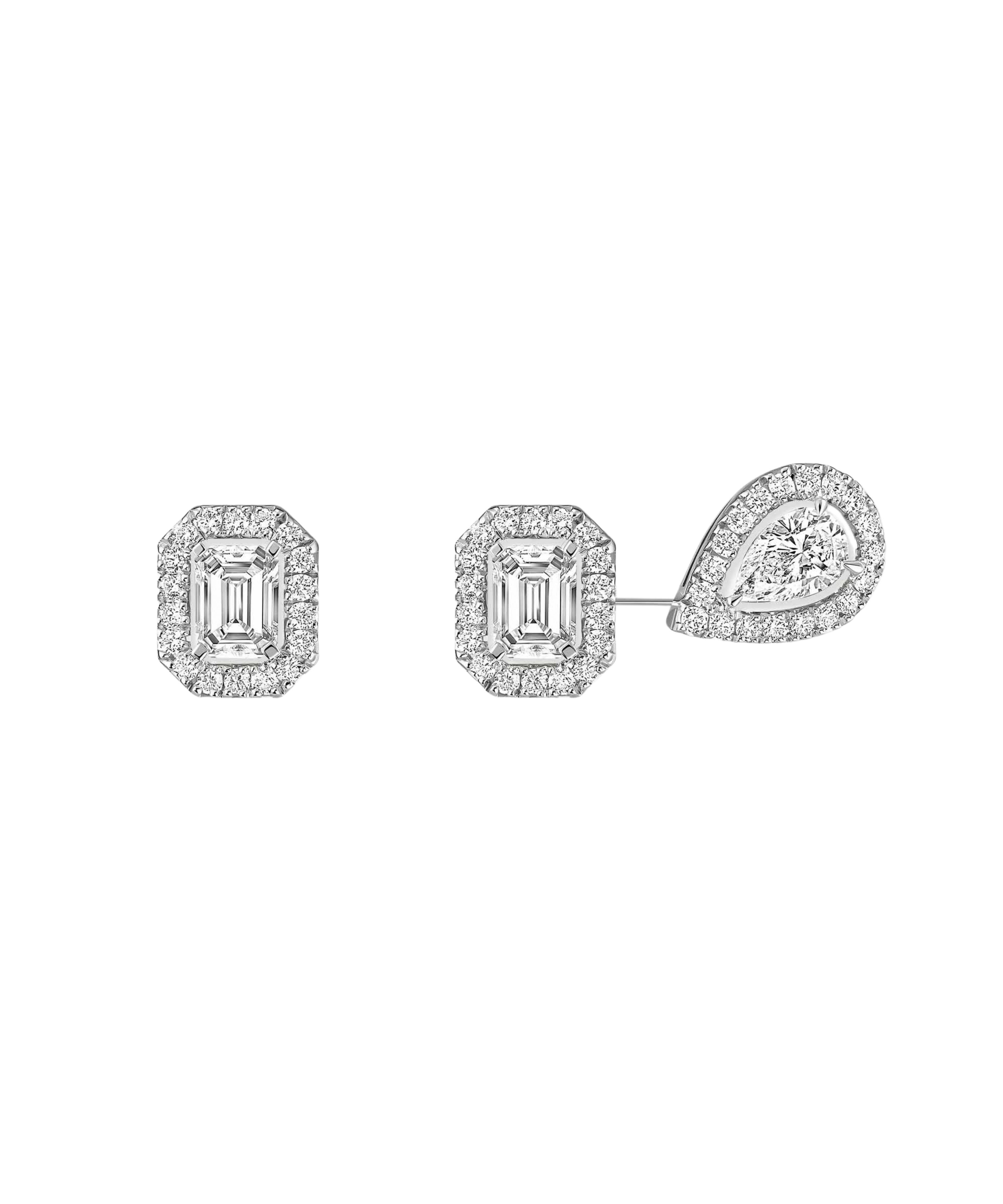 Pendientes asimétricos Messika My Twin Pequeño Oro blanco y Diamantes | 07004-WG