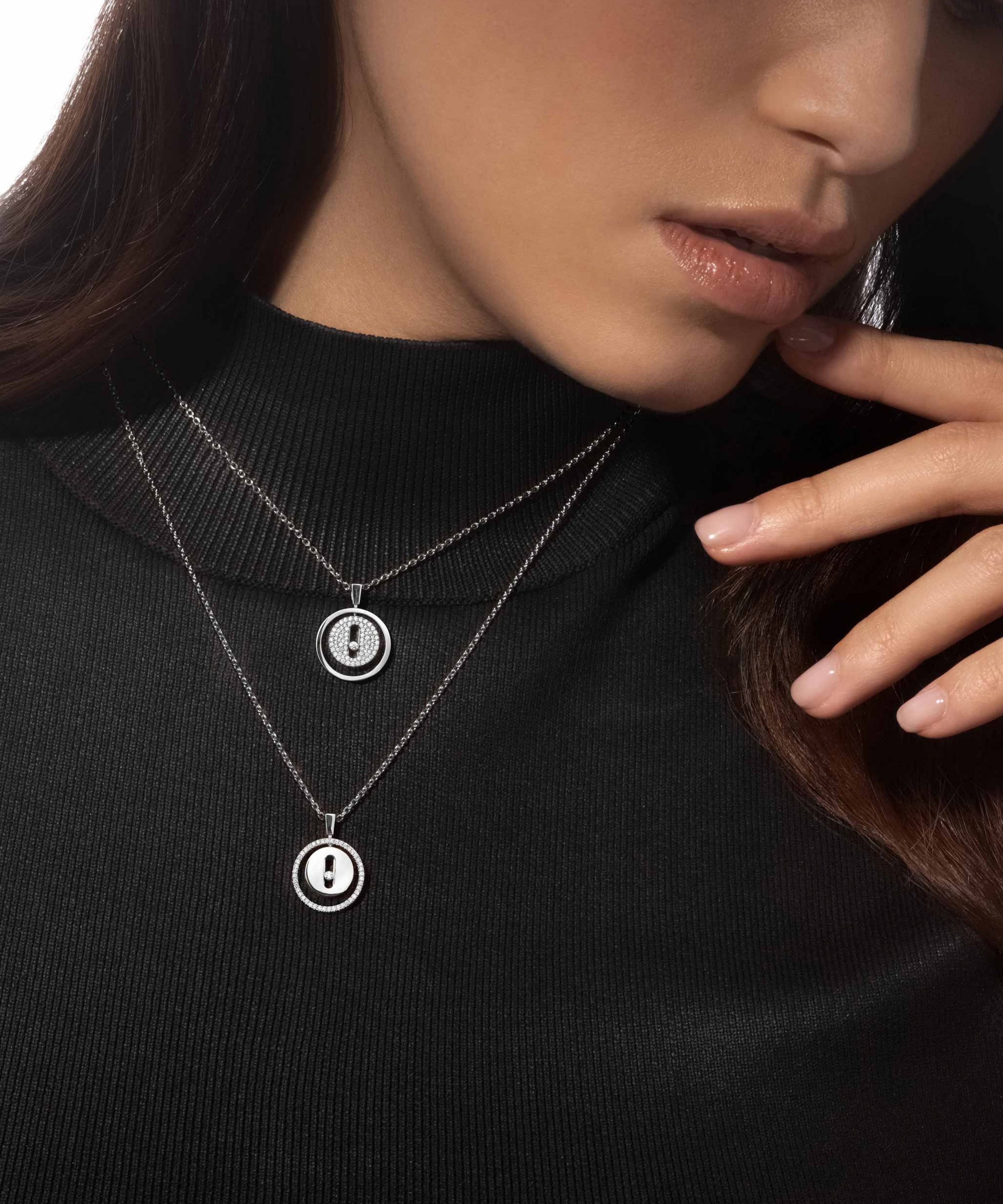 Collar Messika Lucky Move Oro blanco y Pavé de Diamantes | 07397-WG