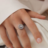 Anillo DELCERRO  Brazo Oro Orla Pavé Blanco | 10244B