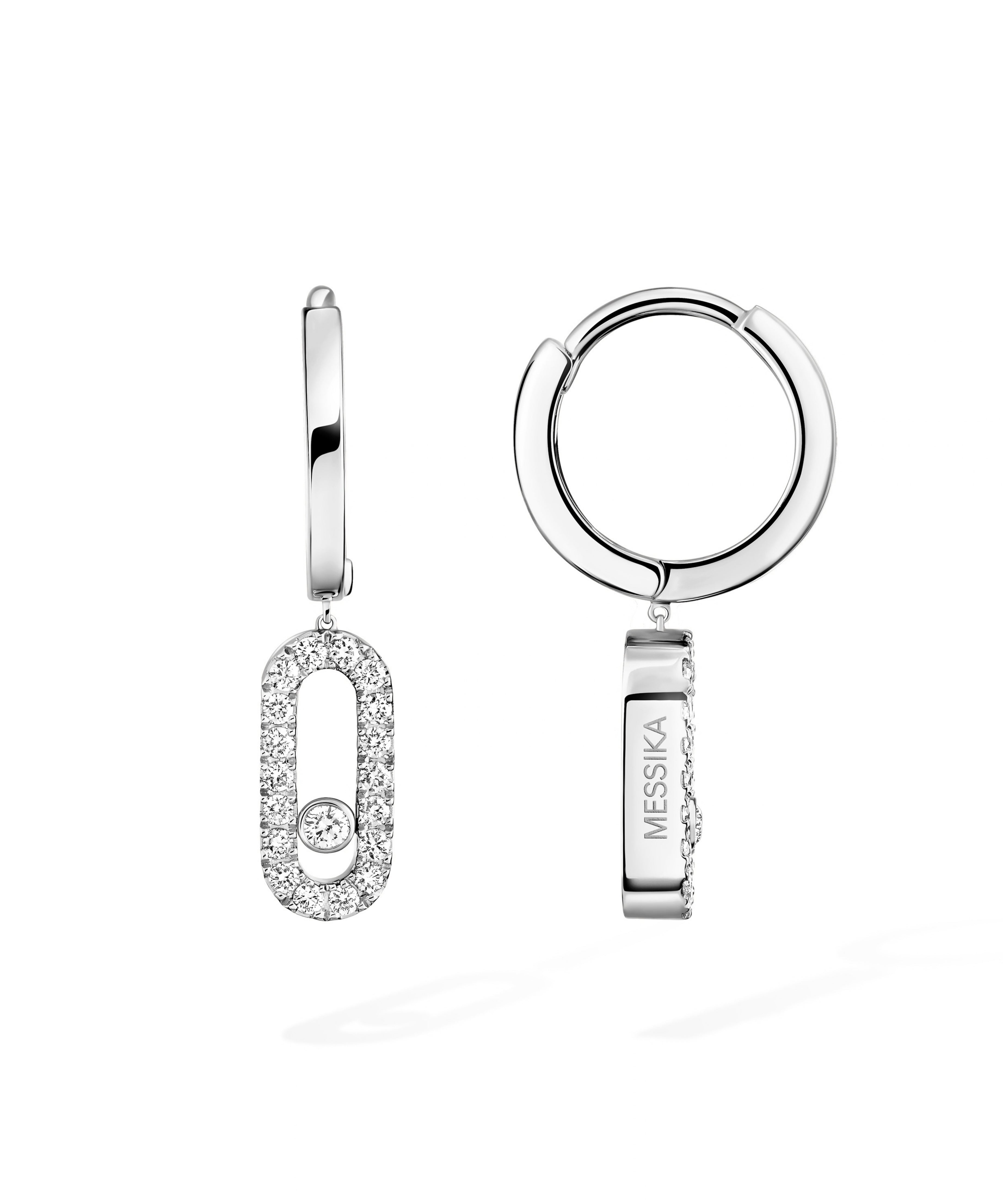 Pendientes de aro Messika Move Uno Oro blanco y Diamantes | 12037-WG