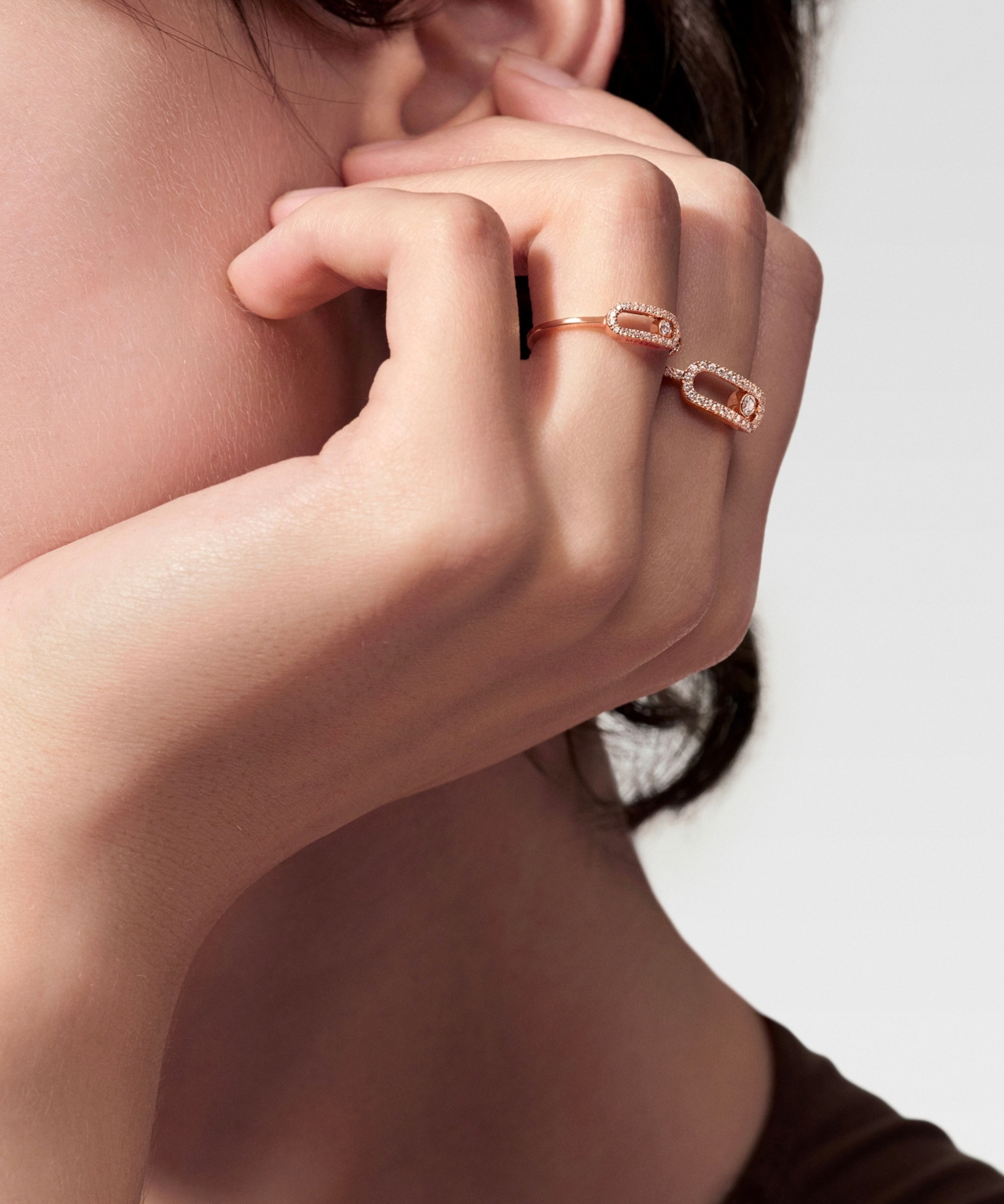 Anillo Messika Move Uno Grande Oro rosa y Pavé de Diamantes | 12113-PG