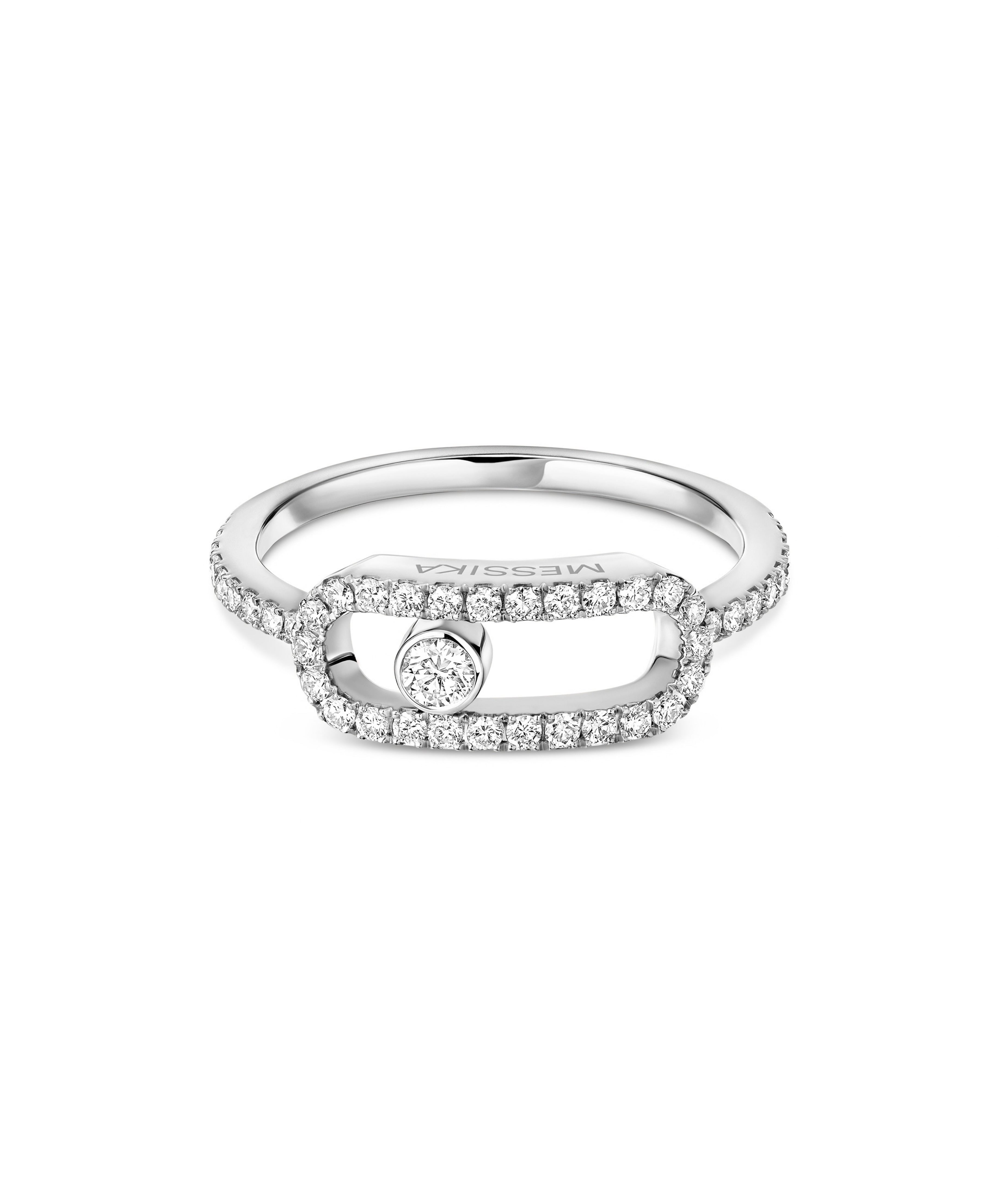 Anillo Messika Move Uno Grande Oro Blanco y Pavé de Diamantes | 12113-WG