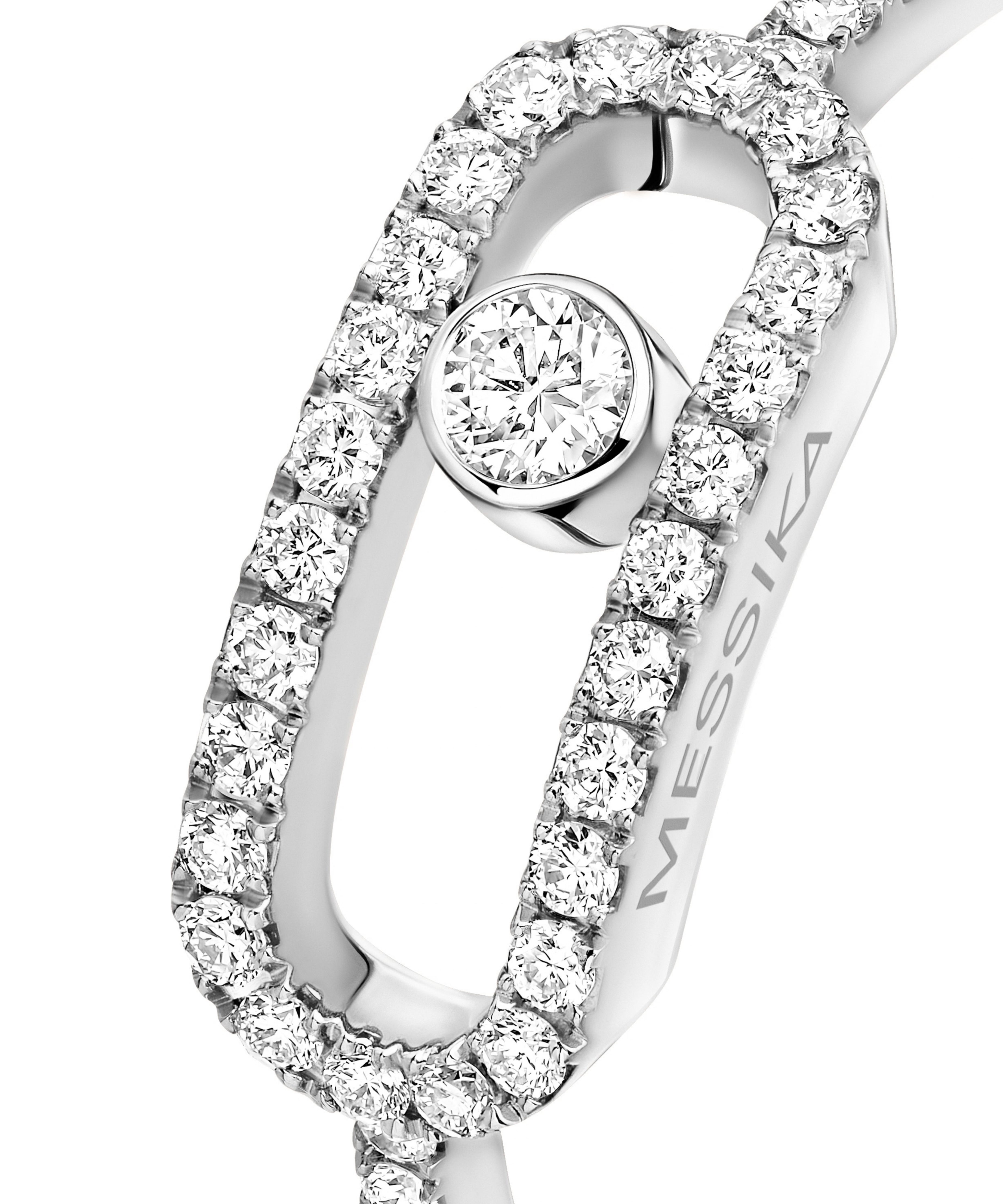 Anillo Messika Move Uno Grande Oro Blanco y Pavé de Diamantes | 12113-WG