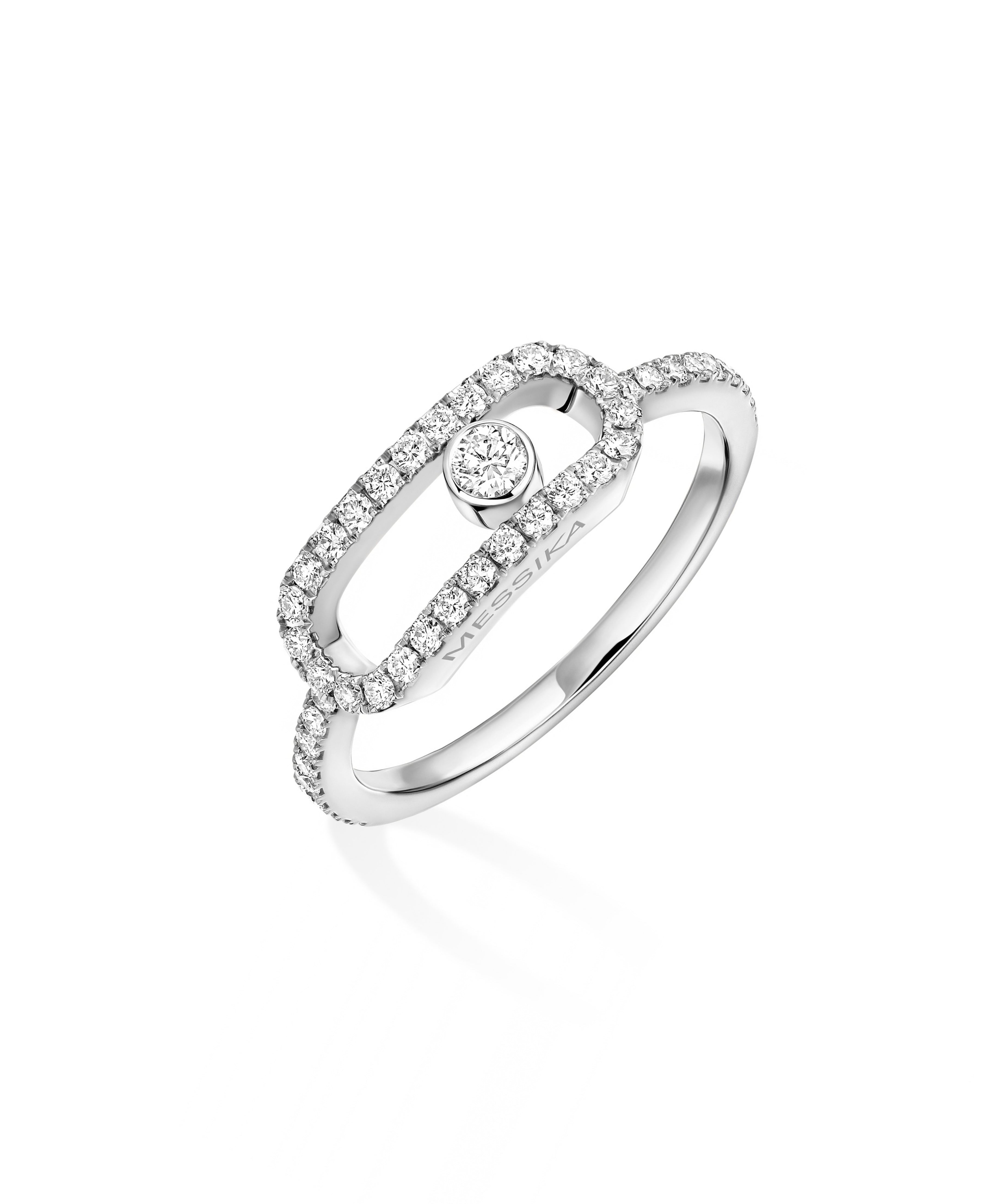 Anillo Messika Move Uno Grande Oro Blanco y Pavé de Diamantes | 12113-WG