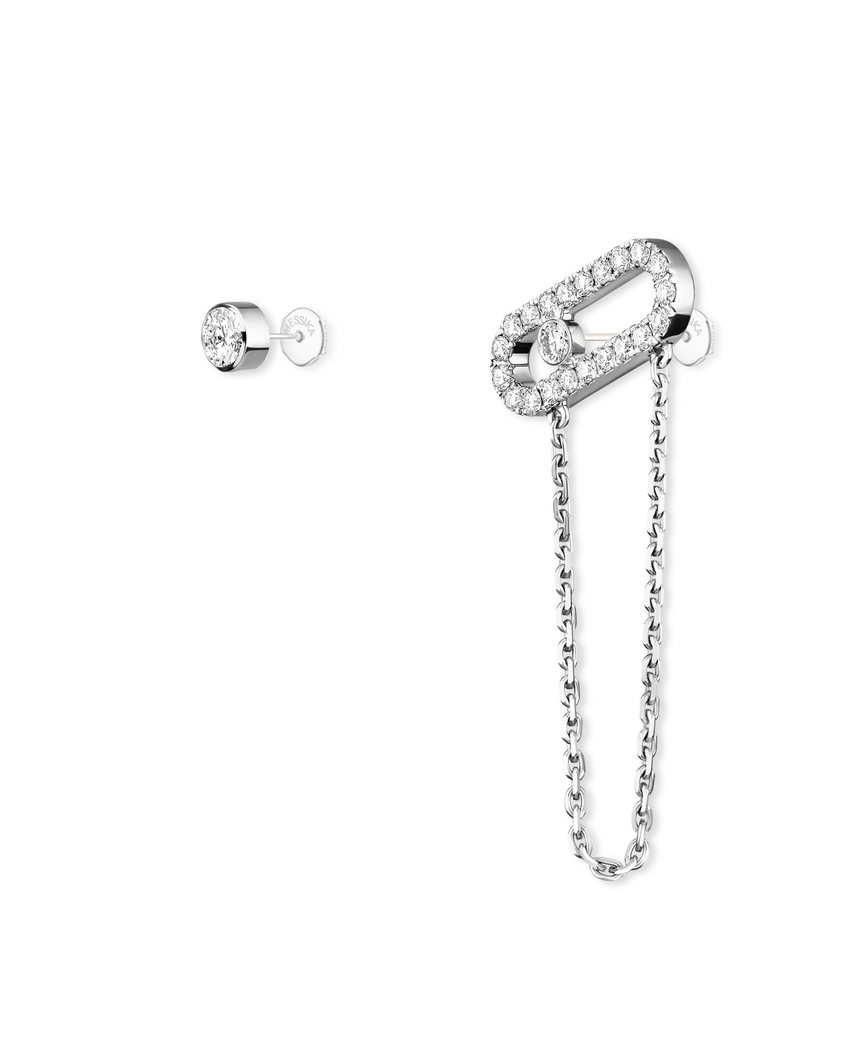 Pendientes Asimétricos Messika Move Uno Oro blanco y Diamantes | 12146-WG