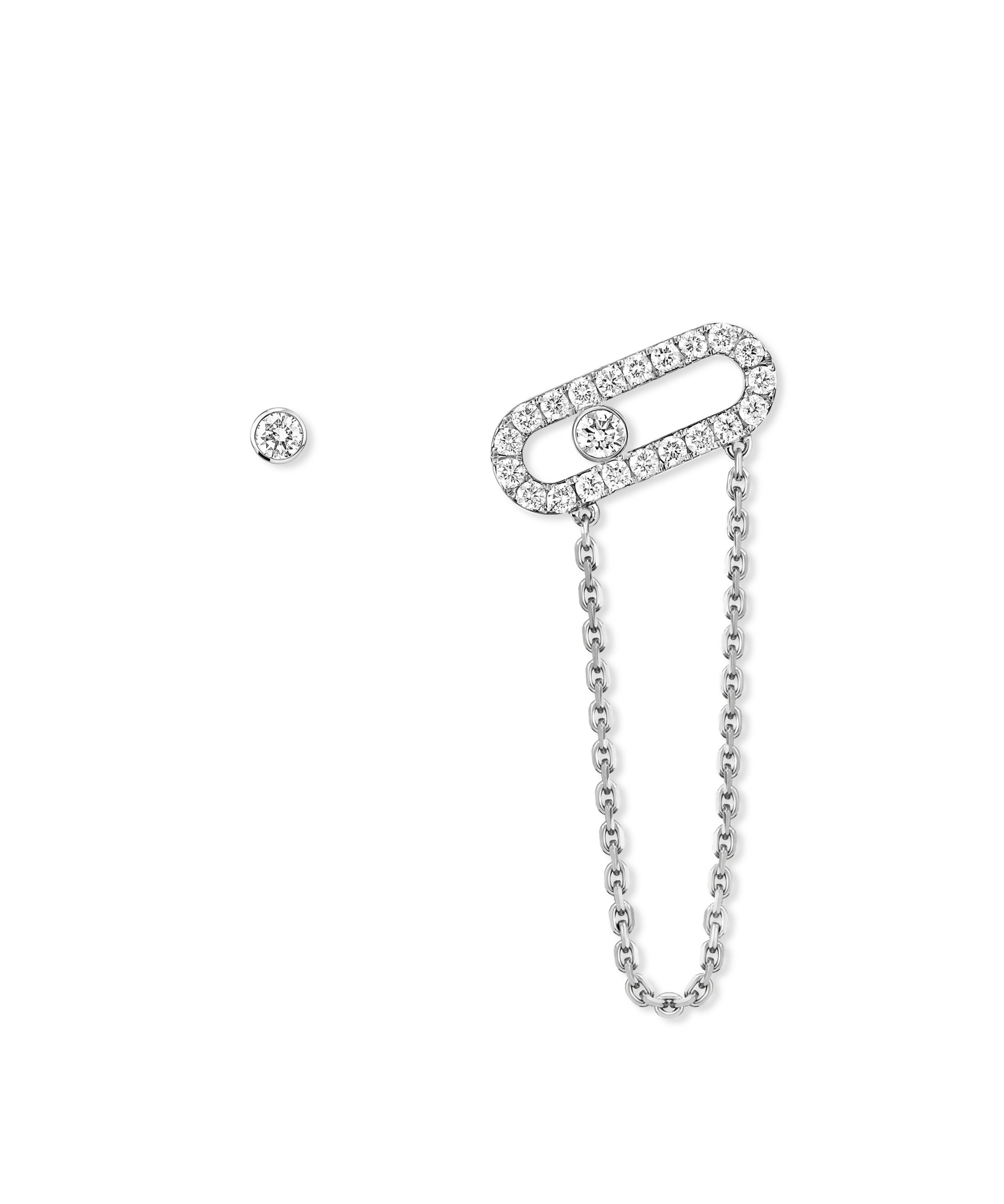 Pendientes Asimétricos Messika Move Uno Oro blanco y Diamantes | 12146-WG