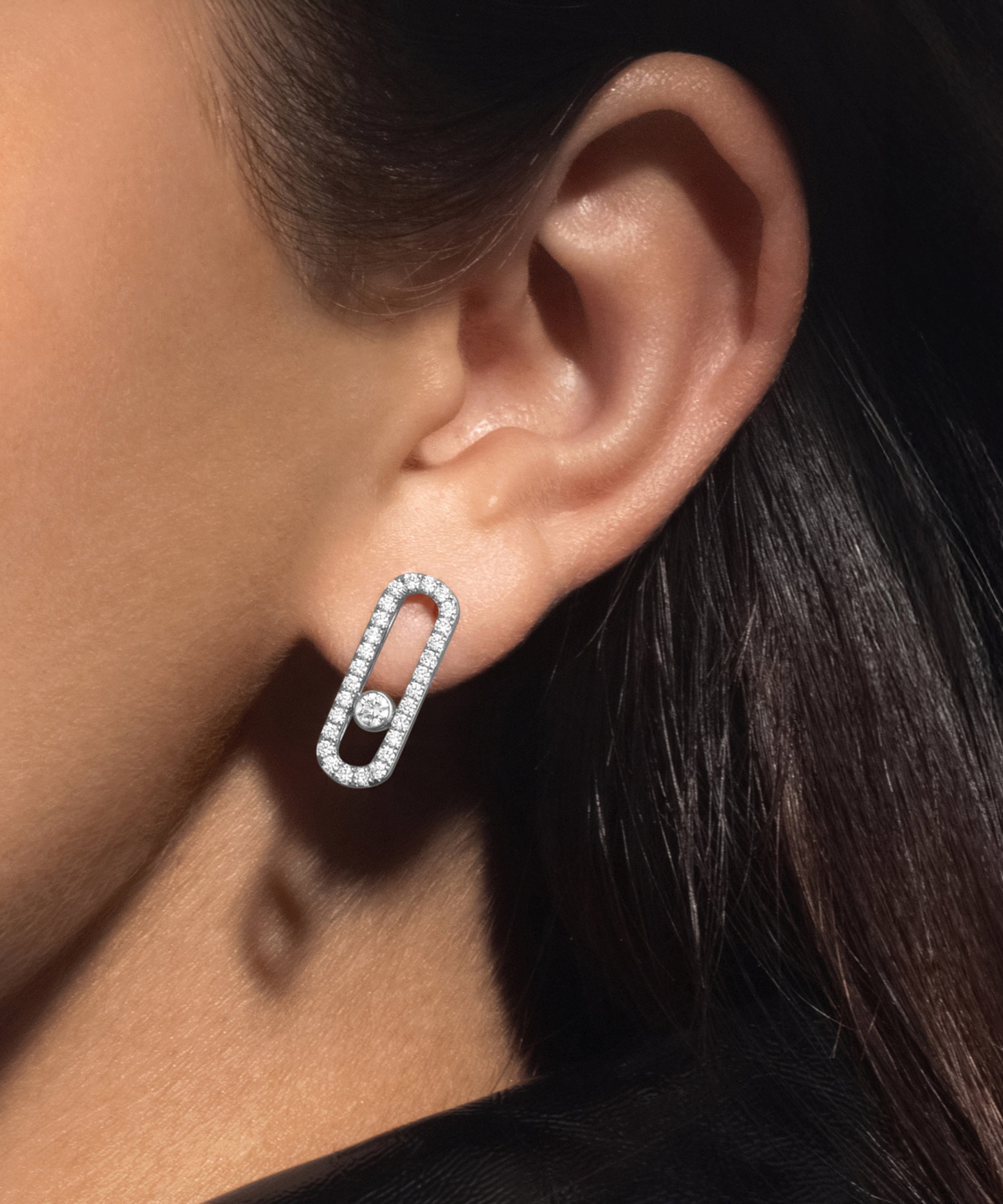 Pendientes Messika Move Uno Oro blanco y Pavé de Diamantes | 12183-WG