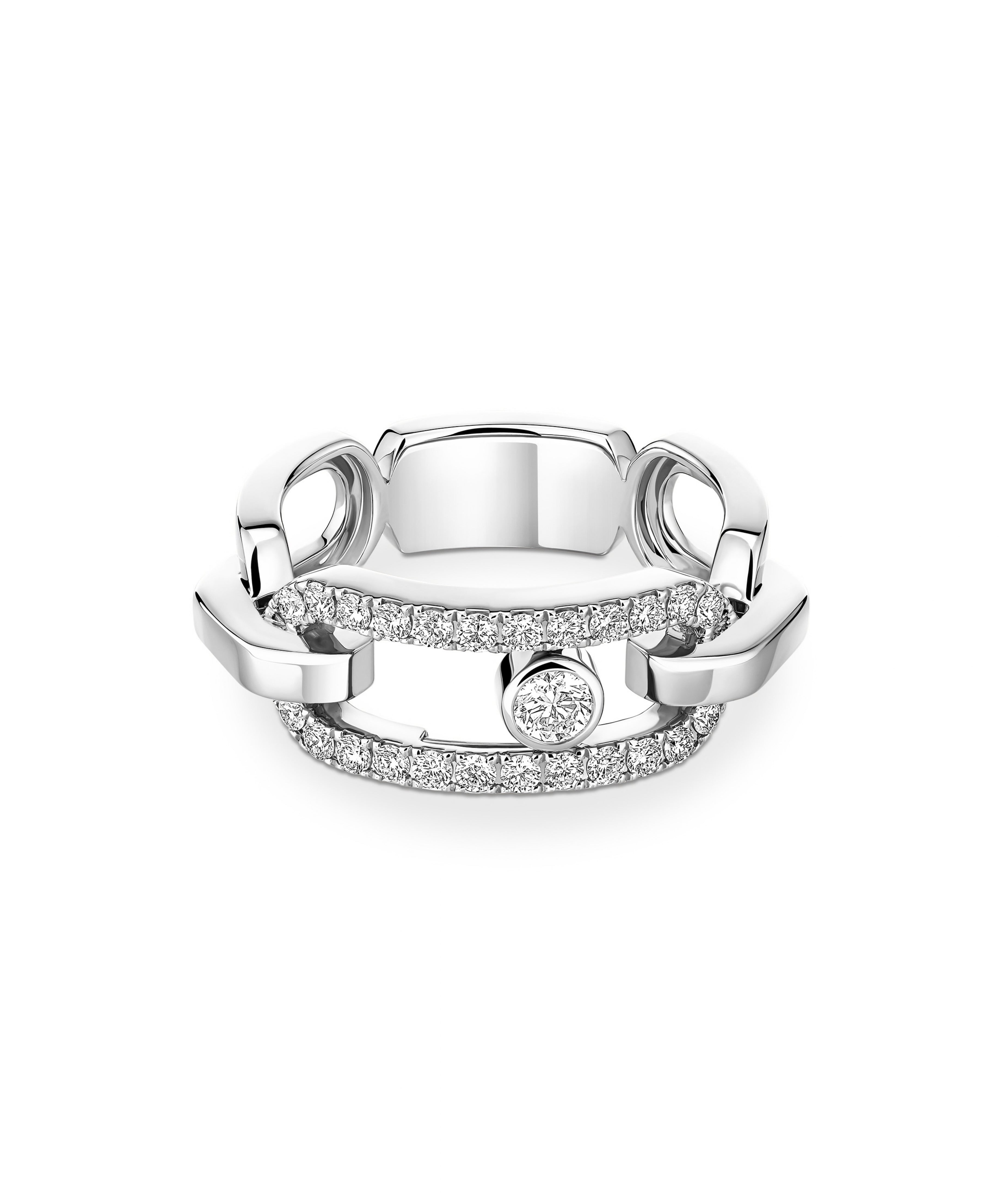 Anillo Messika Move Link Oro Blanco y Pavé de Diamantes | 12728-WG