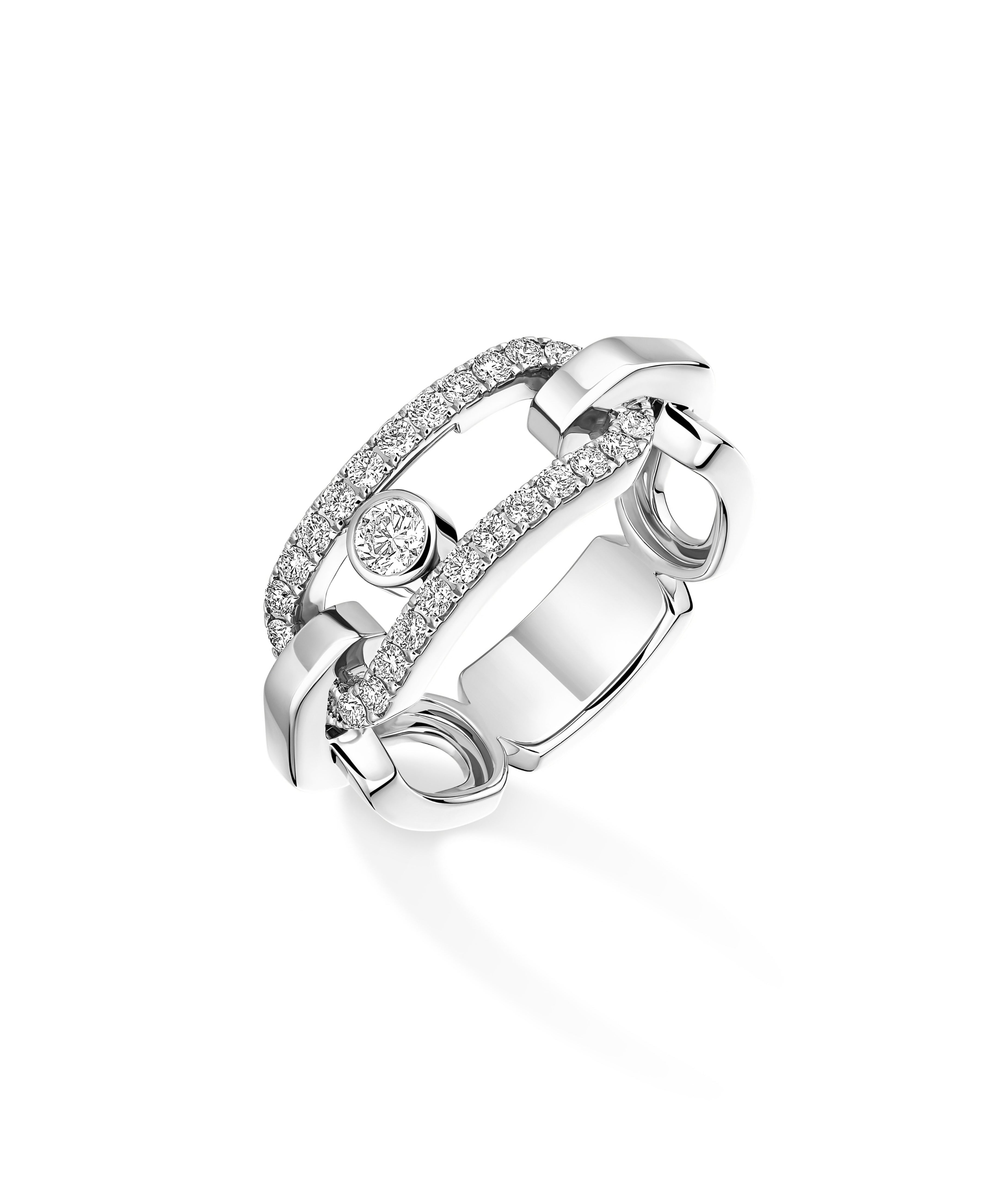 Anillo Messika Move Link Oro Blanco y Pavé de Diamantes | 12728-WG