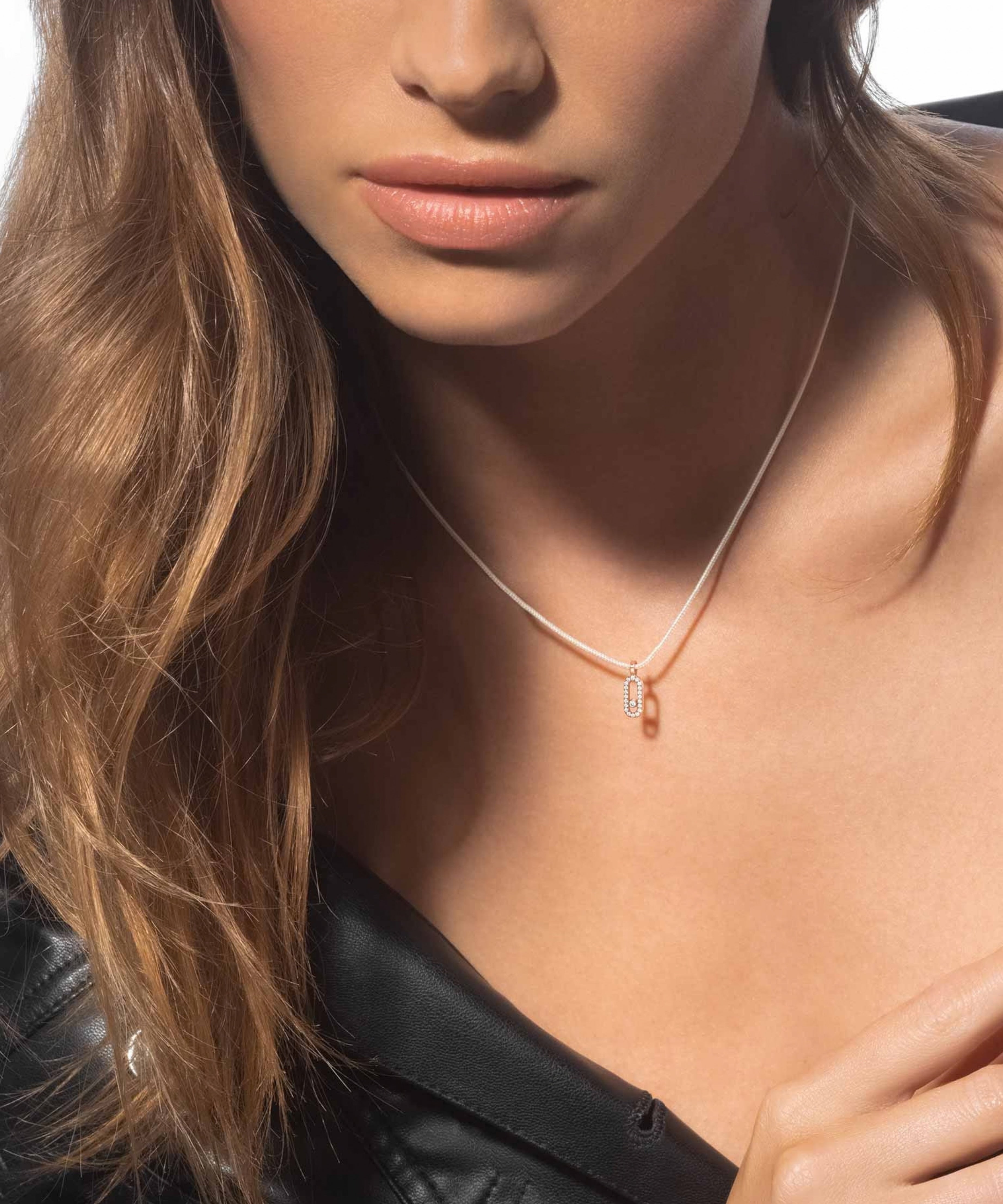 Collar de cordón crema Messika CARE(S) Oro rosa y Pavé de Diamantes | 14104-PG