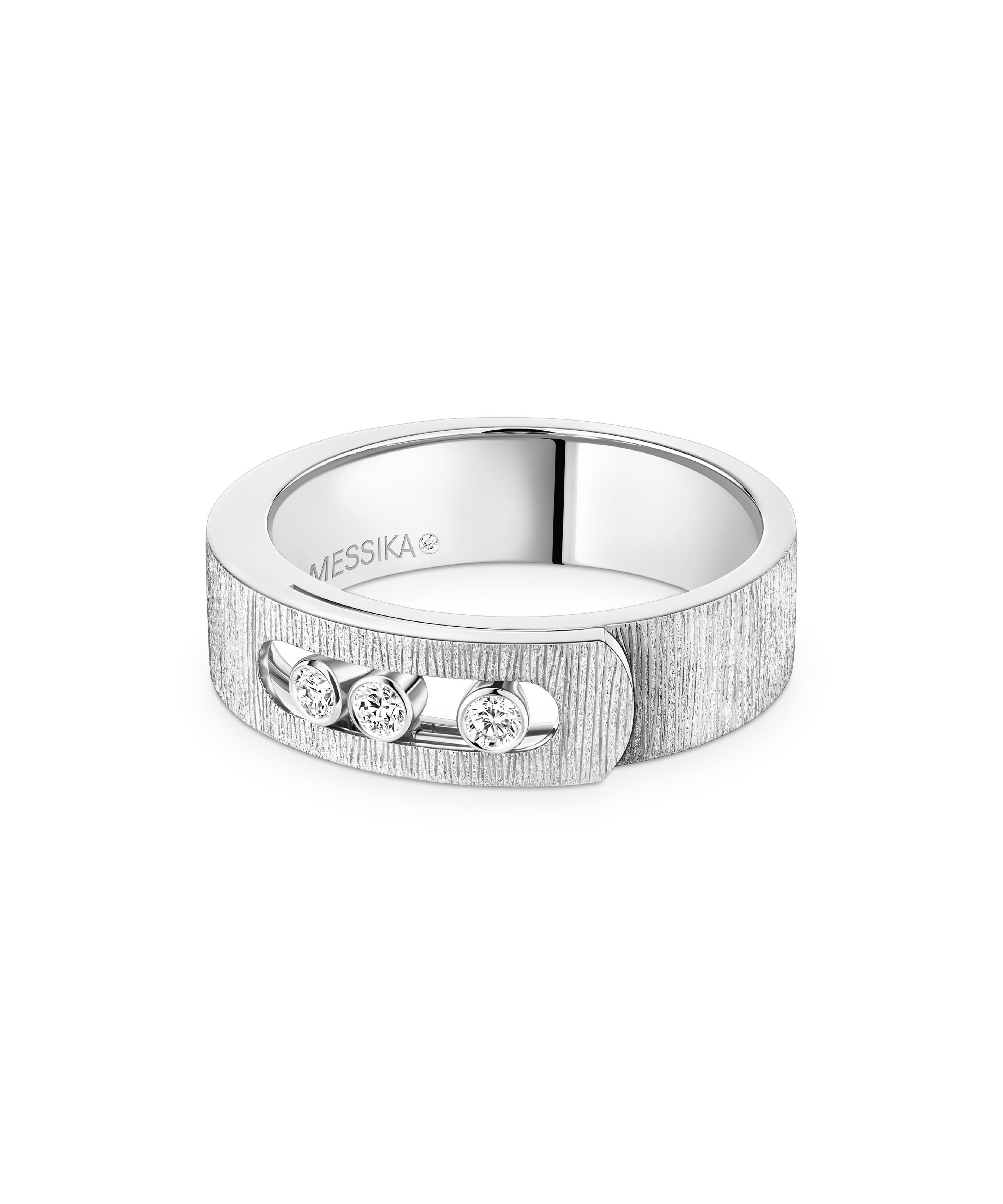 Anillo Messika Move Noa Ciselé Pequeño Oro Blanco y Diamantes | 14482-WG