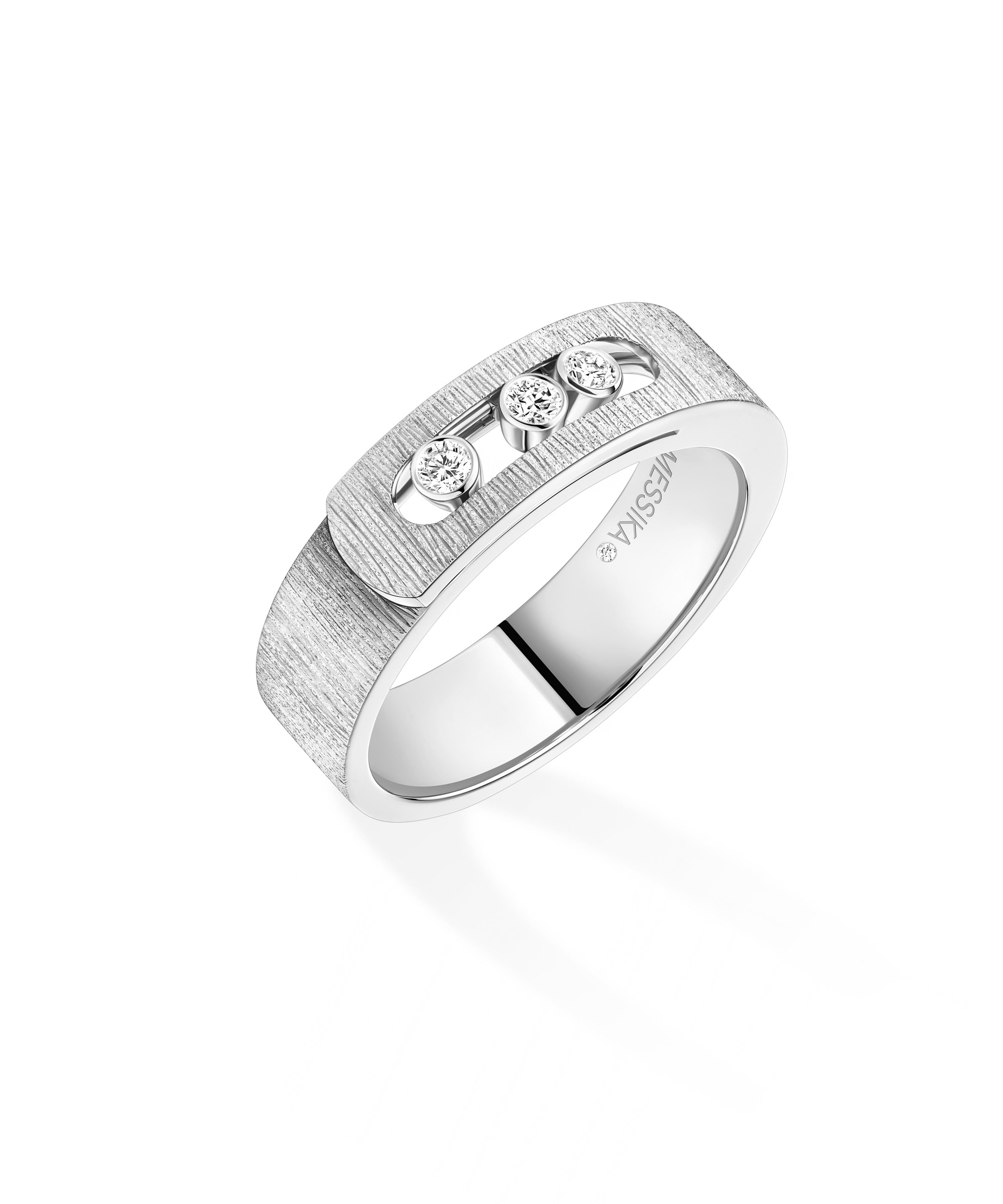 Anillo Messika Move Noa Ciselé Pequeño Oro Blanco y Diamantes | 14482-WG