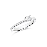 Anillo solitario de compromiso de oro blanco con diamantes