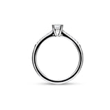 Anillo solitario de compromiso de oro blanco con diamantes