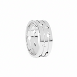 Anillo Dinh Van Pulse Ancho Oro Blanco y Diamantes