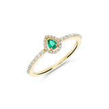 Anillo de Esmeralda Pera y Diamantes en Oro Amarillo
