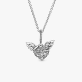 Collar Pandora Corazón y Alas de Ángel en Pavé | 398505C01