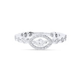 Anillo con Diamante Marquise y Halo en Oro Blanco
