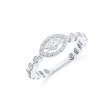 Anillo con Diamante Marquise y Halo en Oro Blanco