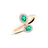 Anillo Tu y Yo con Esmeraldas Oval y Pera con Halo de Diamantes en Oro Rosa | 403JA020-10RV