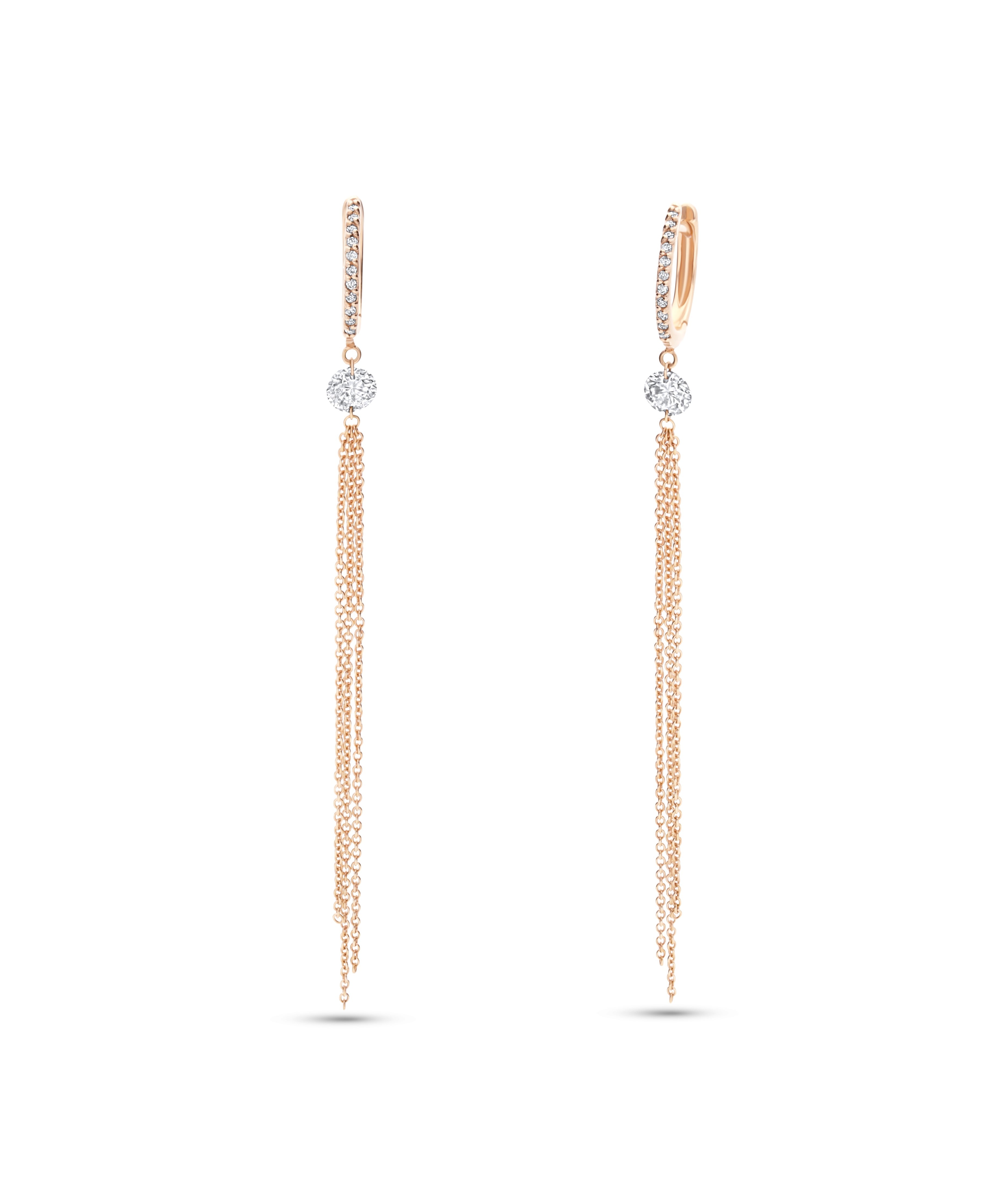 Pendientes Largos con Diamantes Brown en Oro Rosa