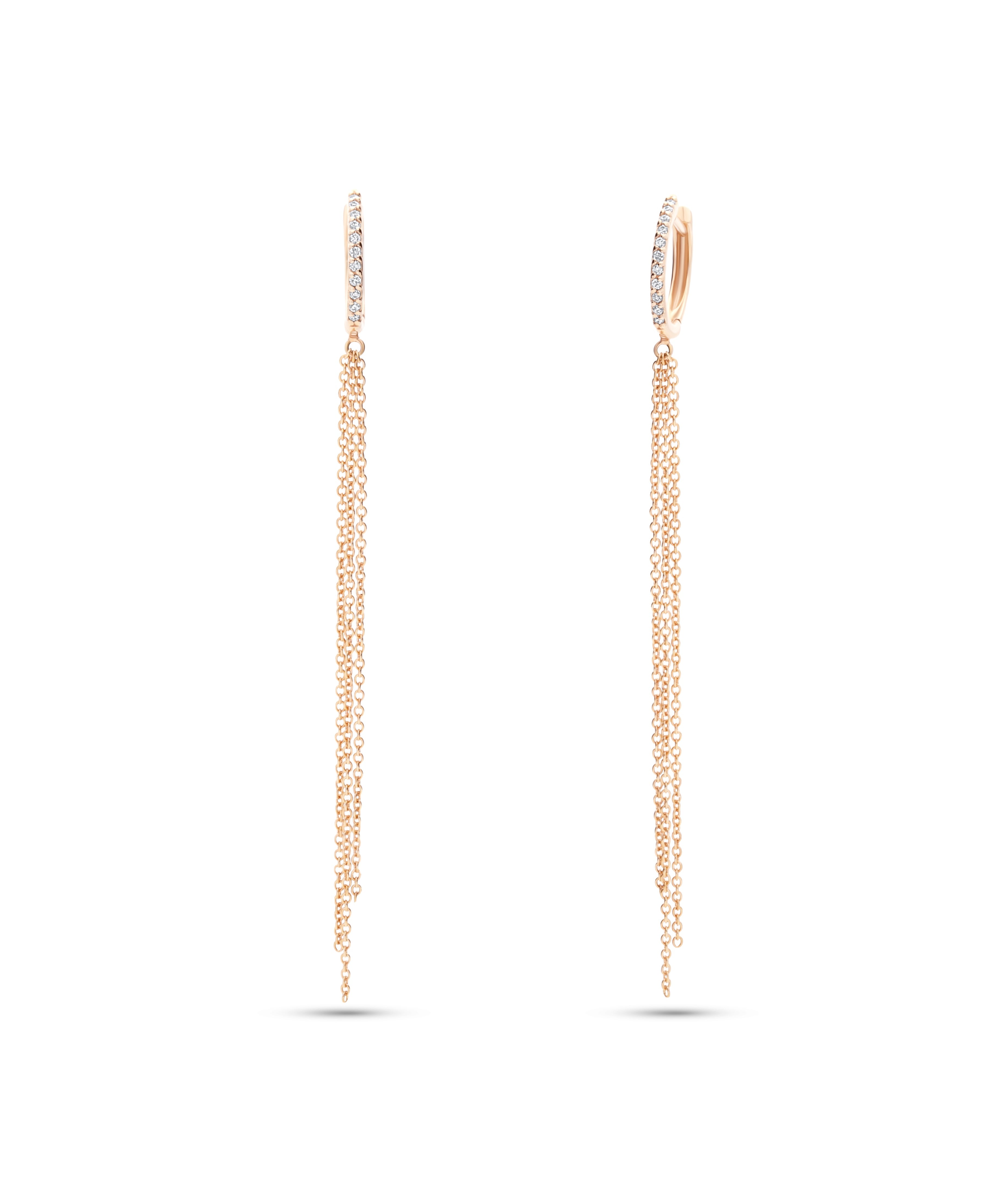 Pendientes Largos con Diamantes en Oro Rosa