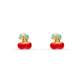Pendientes Infantiles Cereza en Oro Amarillo