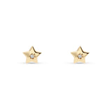 Pendientes Infantiles Estrella con Circonita en Oro Amarillo