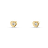 Pendientes de Bebé Corazón con Circonita en Oro Amarillo
