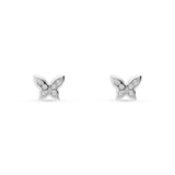 Pendientes Infantiles Mariposa con Circonitas en Oro Blanco