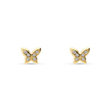 Pendientes Infantiles Mariposa con Circonitas en Oro Amarillo
