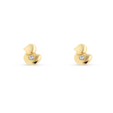 Pendientes Infantiles Pato con Circonita en Oro Amarillo
