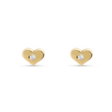 Pendientes de Bebé Corazón con Circonita en Oro Amarillo