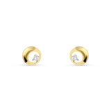 Pendientes Mini Círculo con Circonita en Oro Amarillo