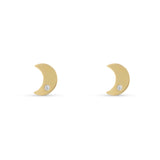Pendientes Infantiles Luna con Circonita en Oro Amarillo