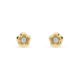 Pendientes Infantiles Flor con Circonita en Oro Amarillo