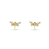 Pendientes de Bebé Libélula con Circonitas en Oro Amarillo