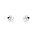 Pendientes Infantiles Flor con Circonita en Oro Blanco