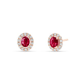 Pendientes Botón con Rubíes 0.82 cts y Diamantes en Oro Amarillo